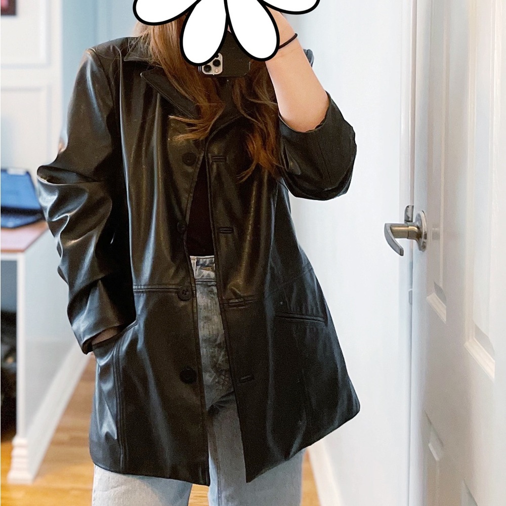 Faux leather oversized jacket